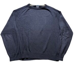 VTG Bills Khakis Sweater Mens Large Navy Blue Cotton Raglan Crewneck Made in USA